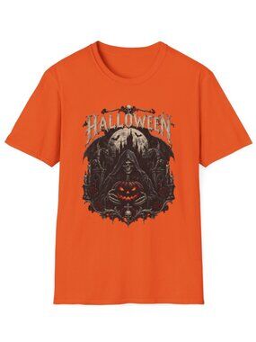 Halloween skull pumpkin horror T-Shirt | spooky gothic haunted graphic tee